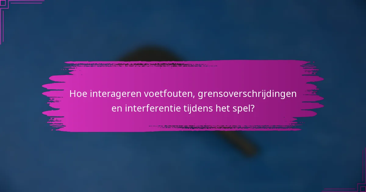 Hoe interageren voetfouten, grensoverschrijdingen en interferentie tijdens het spel?