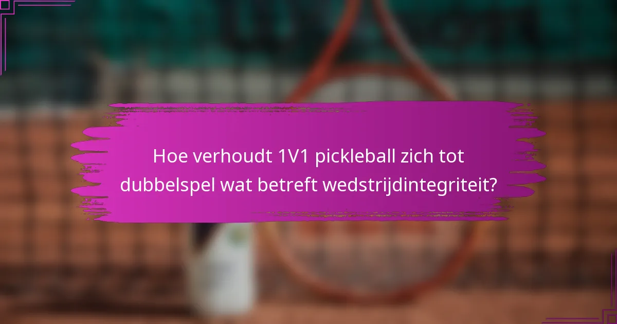 Hoe verhoudt 1V1 pickleball zich tot dubbelspel wat betreft wedstrijdintegriteit?