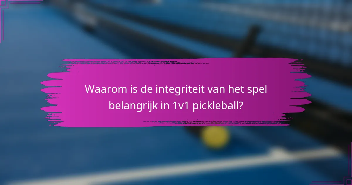 Waarom is de integriteit van het spel belangrijk in 1v1 pickleball?