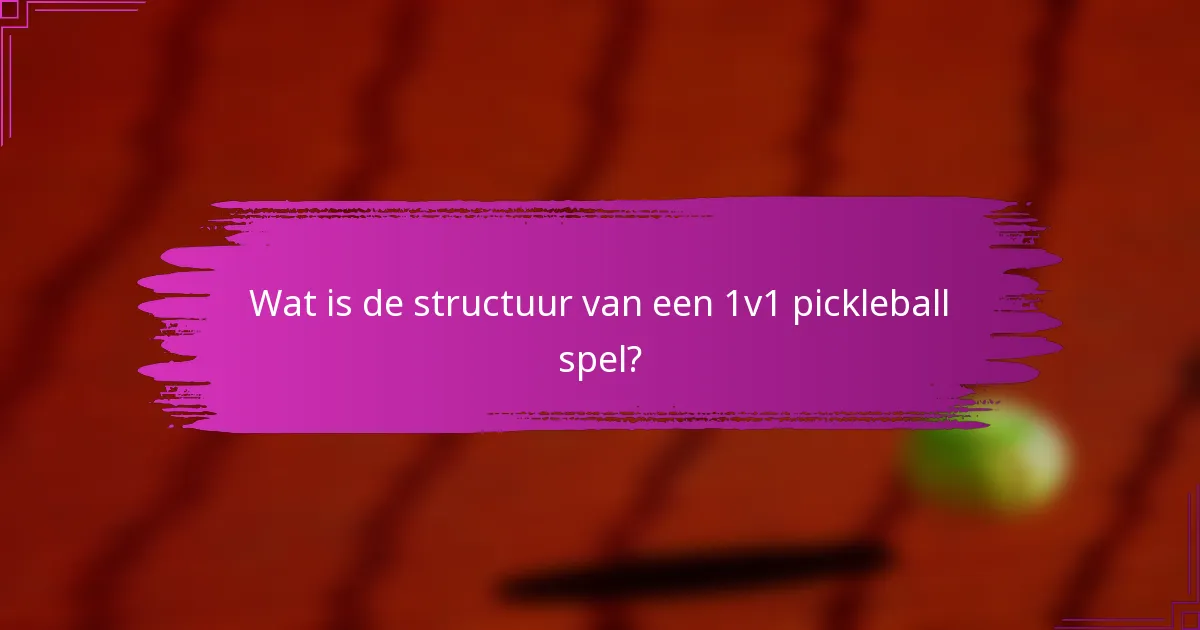 Wat is de structuur van een 1v1 pickleball spel?