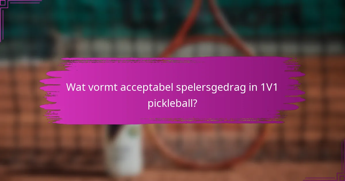 Wat vormt acceptabel spelersgedrag in 1V1 pickleball?