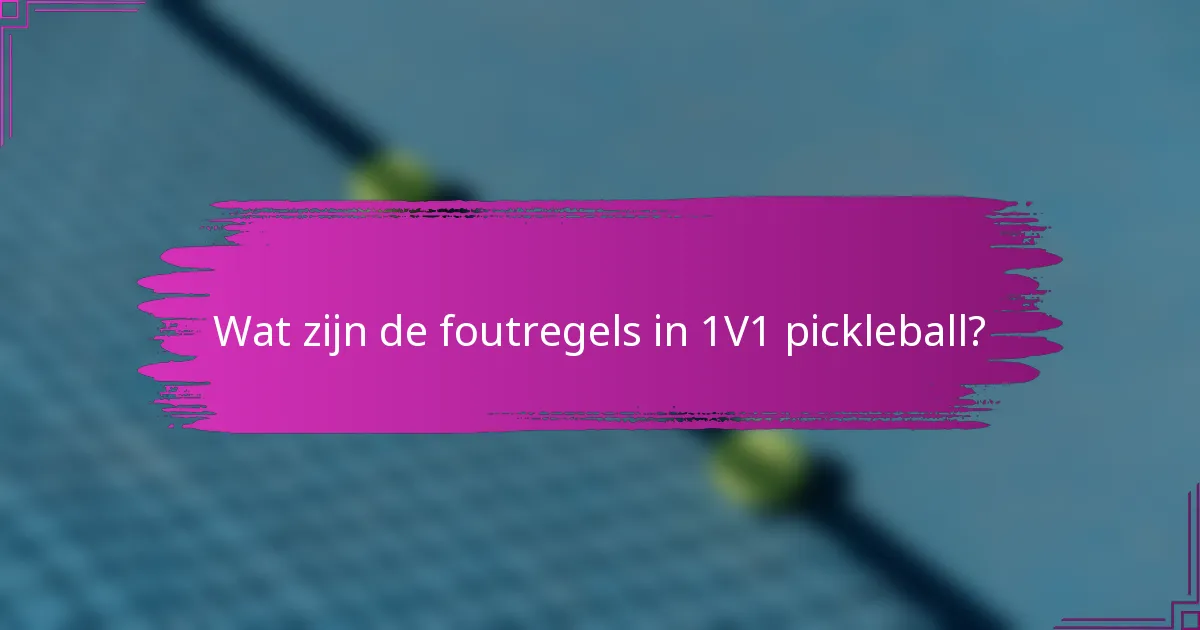 Wat zijn de foutregels in 1V1 pickleball?