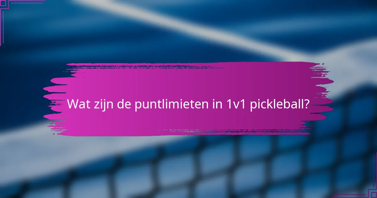 Wat zijn de puntlimieten in 1v1 pickleball?