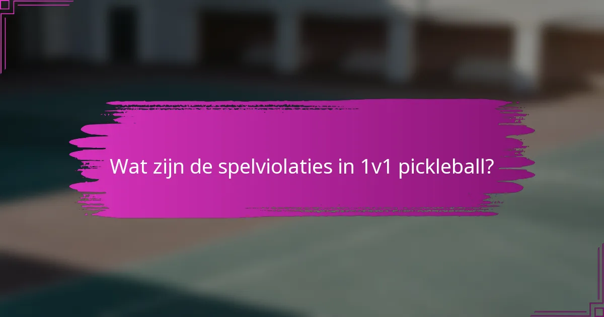 Wat zijn de spelviolaties in 1v1 pickleball?