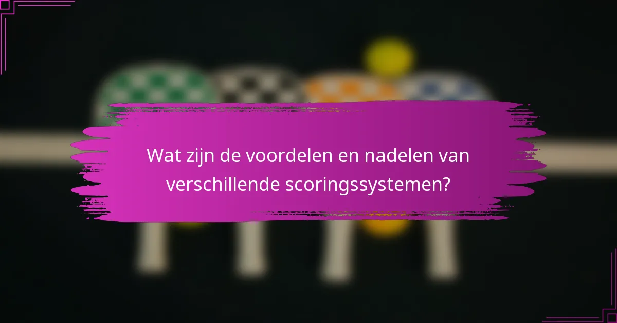 Wat zijn de voordelen en nadelen van verschillende scoringssystemen?