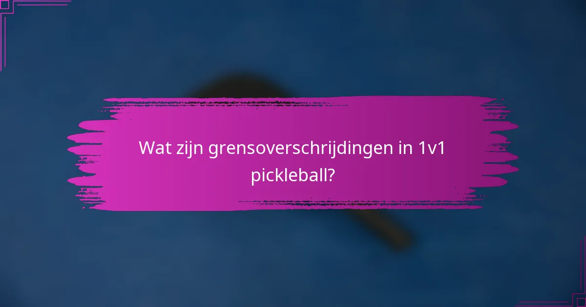 Wat zijn grensoverschrijdingen in 1v1 pickleball?