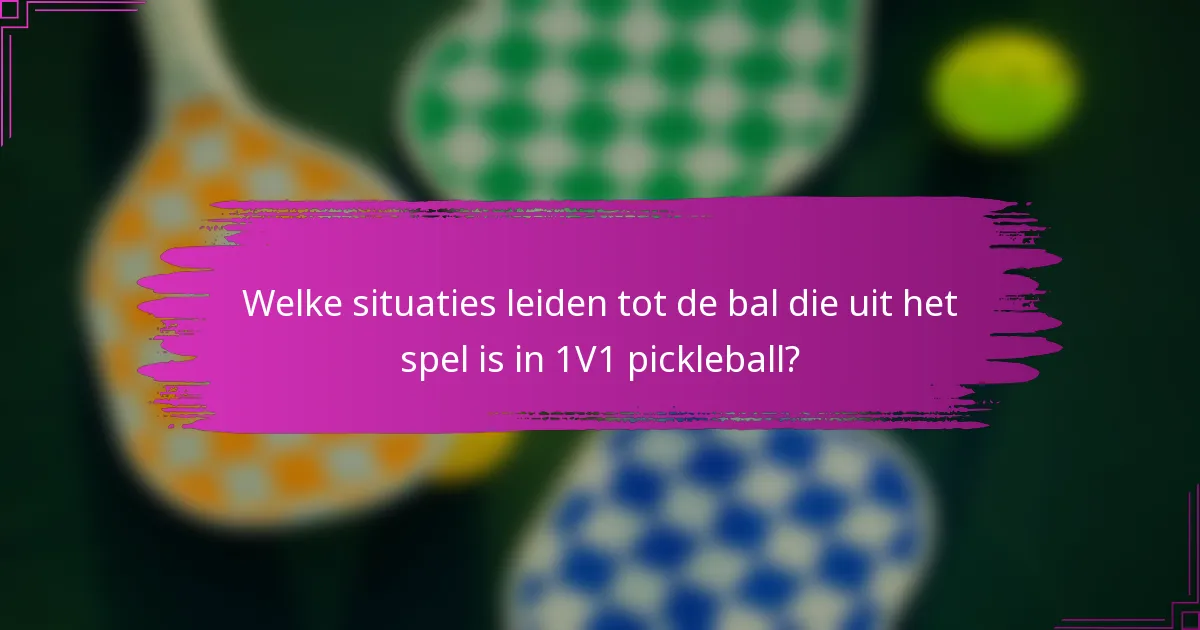 Welke situaties leiden tot de bal die uit het spel is in 1V1 pickleball?