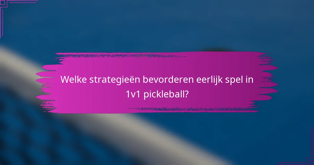Welke strategieën bevorderen eerlijk spel in 1v1 pickleball?